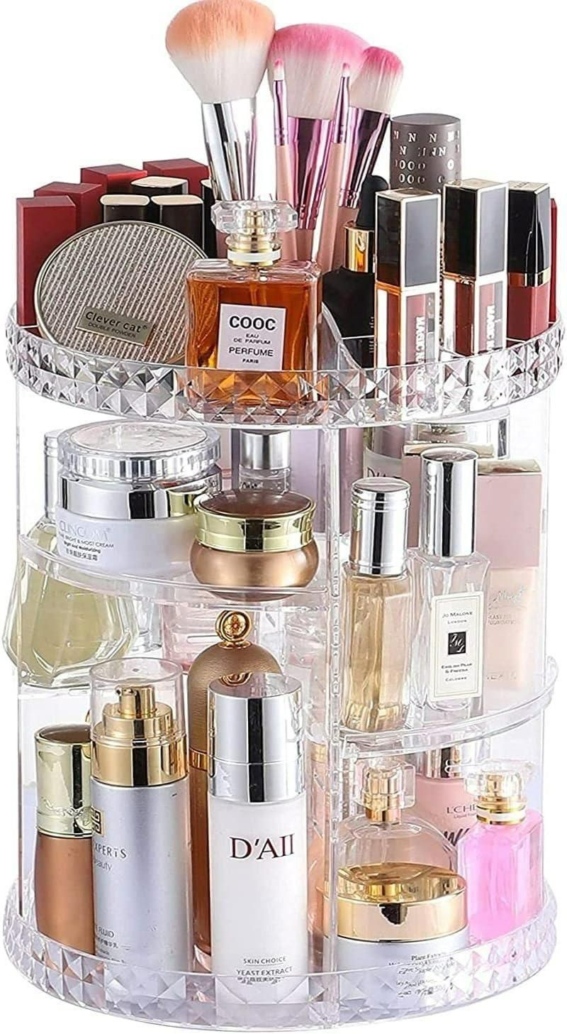 Makeup Organizer – Adjustable 360° Rotating Box Case